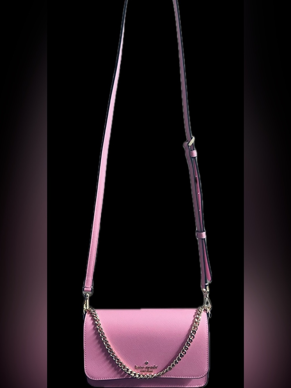 Kate Spade Rose Pink Leather Shoulder Bag with Gold hardware